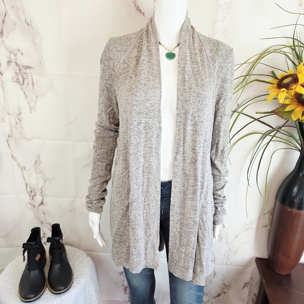 Anthropologie Soft Knit Gray Open Front Women's Sweater - Picture 3 of 7